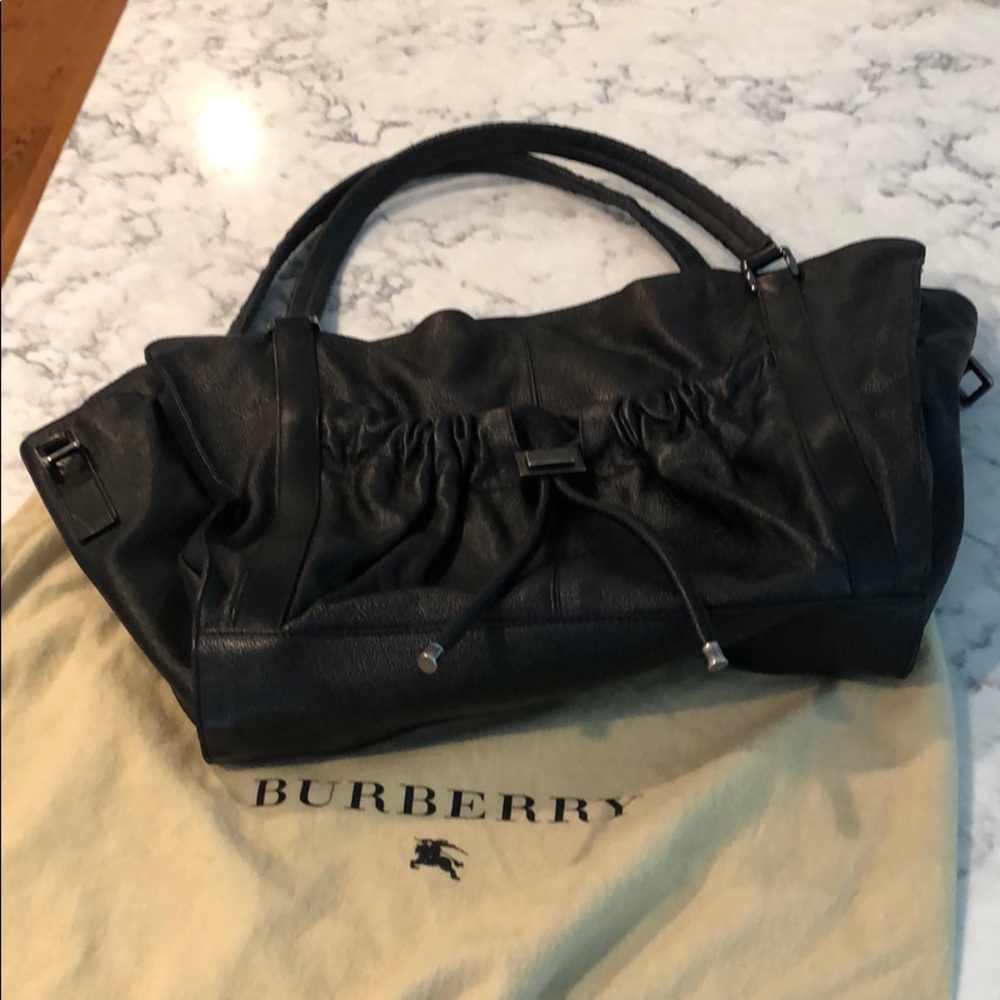 Burberry Black Leather Hobo Bag